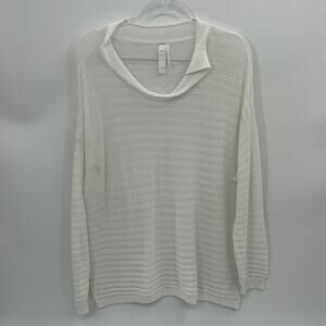 ISCHIKO Womens Knit Layering Top Size 2 US 10 White Delicate Knit Long Sleeve